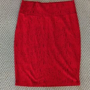 Lula roe pencil skirt red
